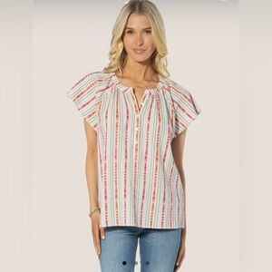 DYLAN Kenzie Blouse Short Sleeve Boho Embroidered Size Medium